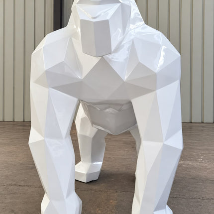 DESTOCKAGE - Sculpture Gorille XXL en Résine 140 cm Blanc Mat – Statues Design