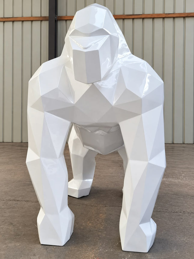 DESTOCKAGE - Sculpture Gorille XXL en Résine 140 cm Blanc Mat – Statues Design