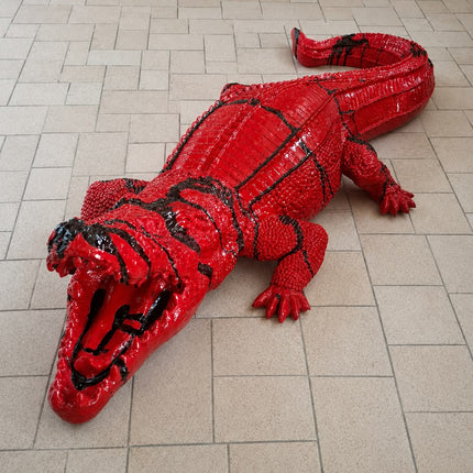 DESTOCKAGE - CROCO ROUGE COULURE NOIRE 130 cm– Statues Design