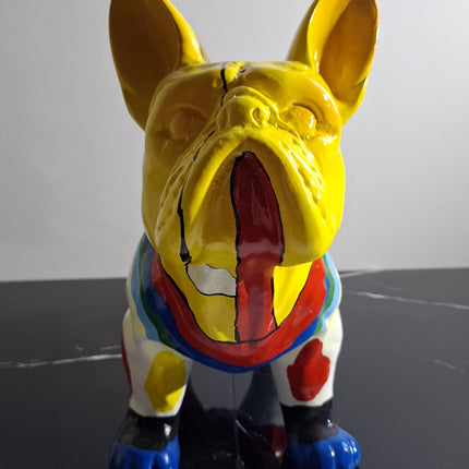Œuvre d'Art - BOULEDOGUE PICASSO TETE JAUNE (5/8) Jaune Multicolore 35 cm