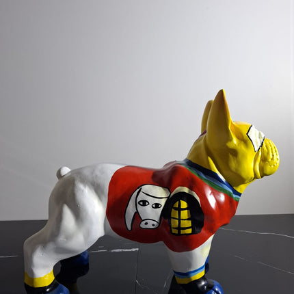 Œuvre d'Art - BOULEDOGUE PICASSO PREMIUM (5/8) Jaune Multicolore 35 cm