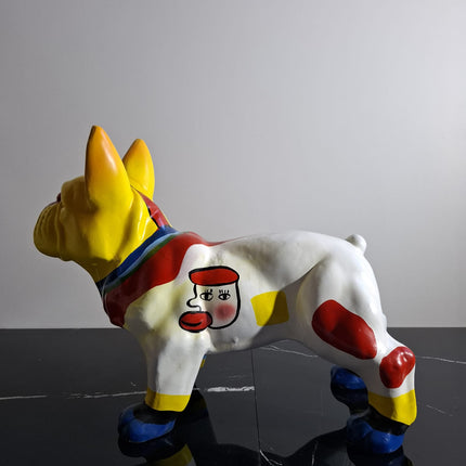 Œuvre d'Art - BOULEDOGUE PICASSO PREMIUM (5/8) Jaune Multicolore 35 cm