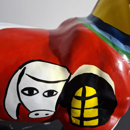 Œuvre d'Art - BOULEDOGUE PICASSO PREMIUM (5/8) Jaune Multicolore 35 cm
