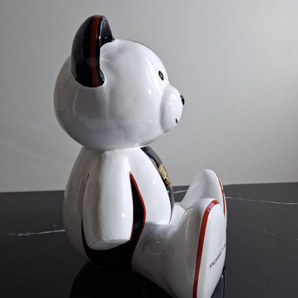 Œuvre d'Art - OURSON PORSCHE BLANC  (4/6) Blanc  35 cm