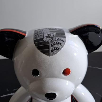 Œuvre d'Art - OURSON PORSCHE BLANC  (4/6) Blanc  35 cm