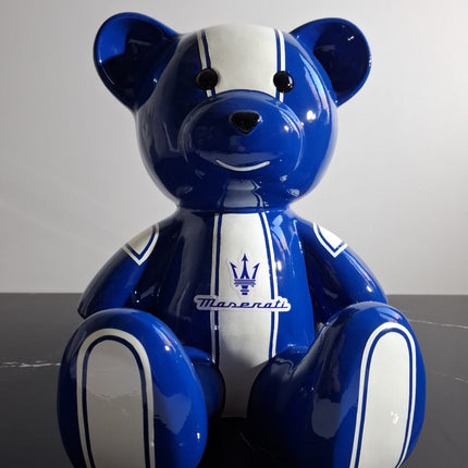 Œuvre d'Art - OURSON MASERATI  (5/6) Bleu 35 cm