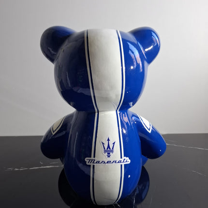 Œuvre d'Art - OURSON MASERATI  (5/6) Bleu 35 cm