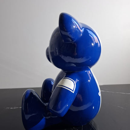 Œuvre d'Art - OURSON MASERATI  (5/6) Bleu 35 cm