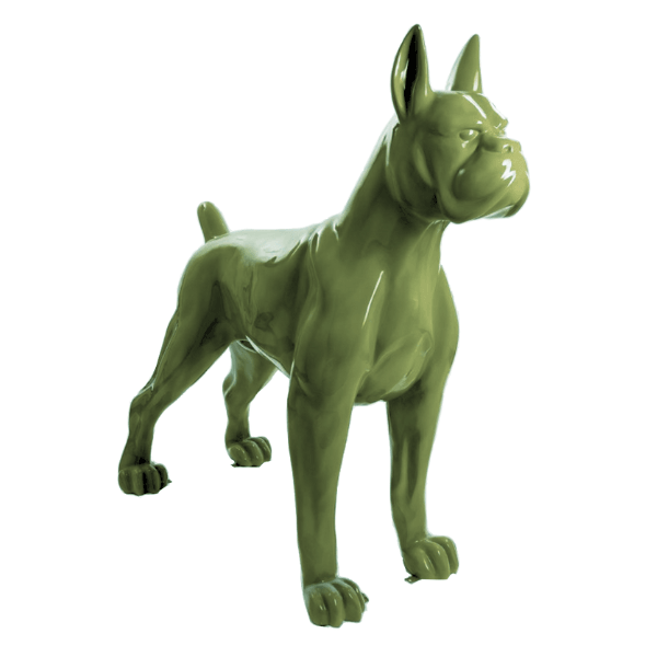 Statue Chien Boxer Animaux Resine - 180cm - Vert Kaki - ANIMAUX-RESINE.FR