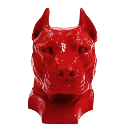 Statue Chien Staff Bull Animaux Resine - 35cm - Rouge - ANIMAUX-RESINE.FR