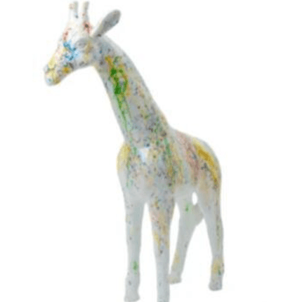 Statue Girafe Animaux Resine - 50cm - Graffiti Blanc - ANIMAUX-RESINE.FR