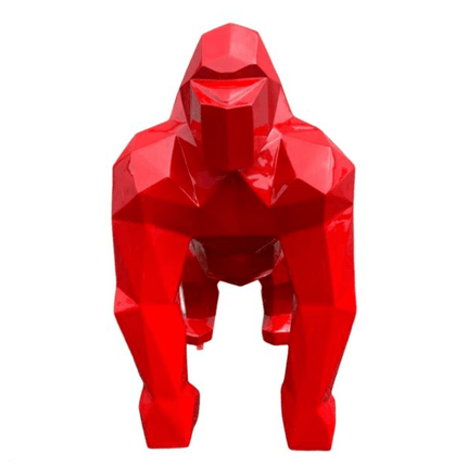 Statue Gorille Origami Animaux Resine - 40cm - Rouge - ANIMAUX-RESINE.FR